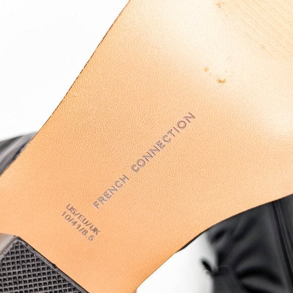 French Connection Women Black Vegan Leather Stretch Heel Round Toe Tall Boots 10 - Picture 9 of 9